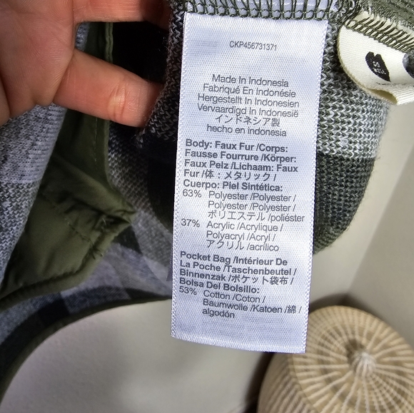 Madewell (Re)sourced Sherpa Popover Tunic Jacket in Plaid Olive Surplus Size S - Picture 12 of 16